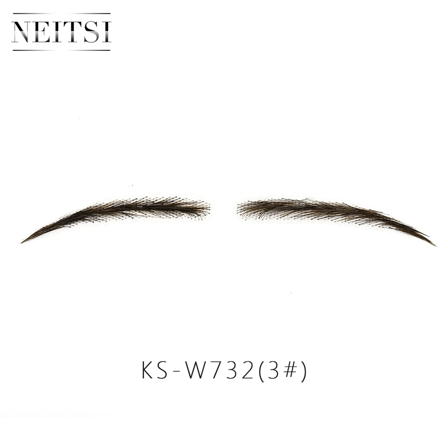 Neitsi женщина одна пара Handtied человеческие волосы поддельные брови кружевная основа