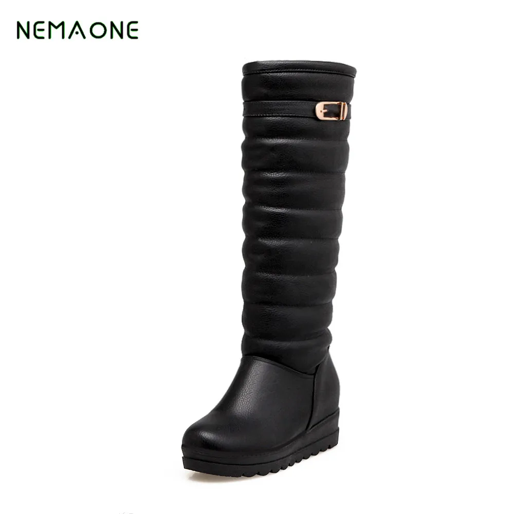 

NEMAONE NEW 2017 women fashion knee high boots casual winter down snow boots popular round toe slip-on shoes high quality