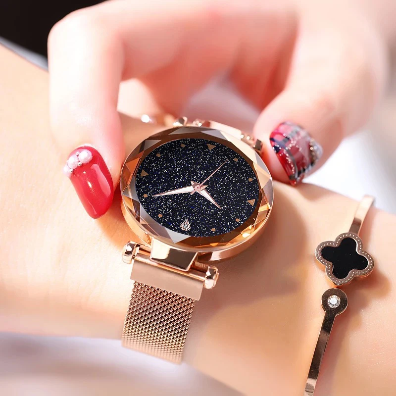 

2019 Popular Women Watches Fashion Elegant Magnet Buckle Mysterious Red Lady Wristwatch Starry Sky Clock Dropshipping