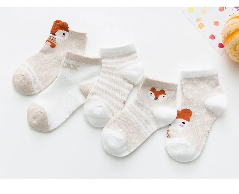 5 пар/лот, детские носки дышащая Летняя Сетка, хлопковые носки для младенцев Детские короткие носки для мальчиков и девочек от 0 до 8 лет