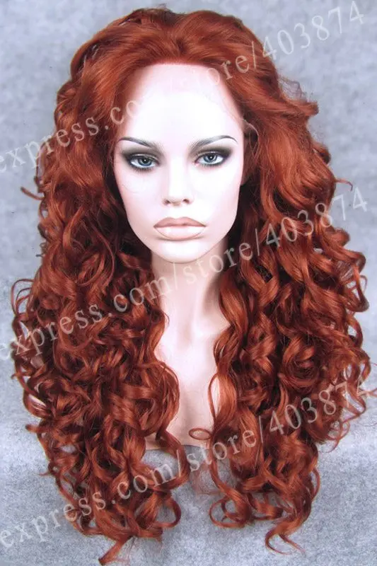 

Drag Queens Wig Reddish Aburn Long Wavy Wig Heat Resistant Wig Synthetic Lace Wig