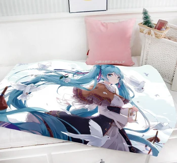 

Oct. Home Textile 95 x 55 CM Mini Single-layer Flannel Fabric Baby Blanket VOCALOID2 Anime Hachune Miku Hot Sale Gift #41380