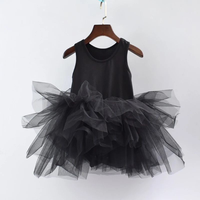 Новинка; балетное платье-пачка для танцев; танцевальная одежда для девочек; детская юбка принцессы; костюмы без рукавов; гимнастическое трико; Одежда для танцев - Цвет: Black