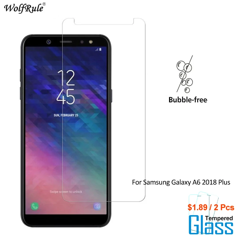 2 шт для стекла Samsung Galaxy A6 Plus 2018 защита экрана закаленное стекло + A605 пленка