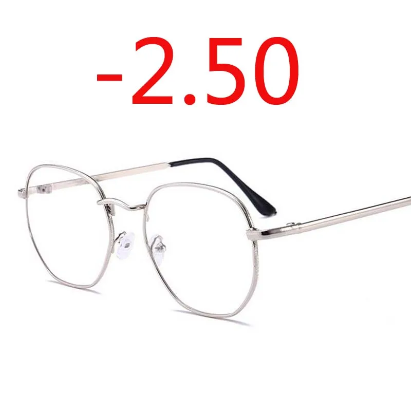 Оправа для очков из сплава, женские негабаритные очки для близорукости, женские винтажные очки для близорукости-1,0-1,5-2,0-2,5-3,0-3,5-4,0 - Цвет оправы: Silver Myopia-250