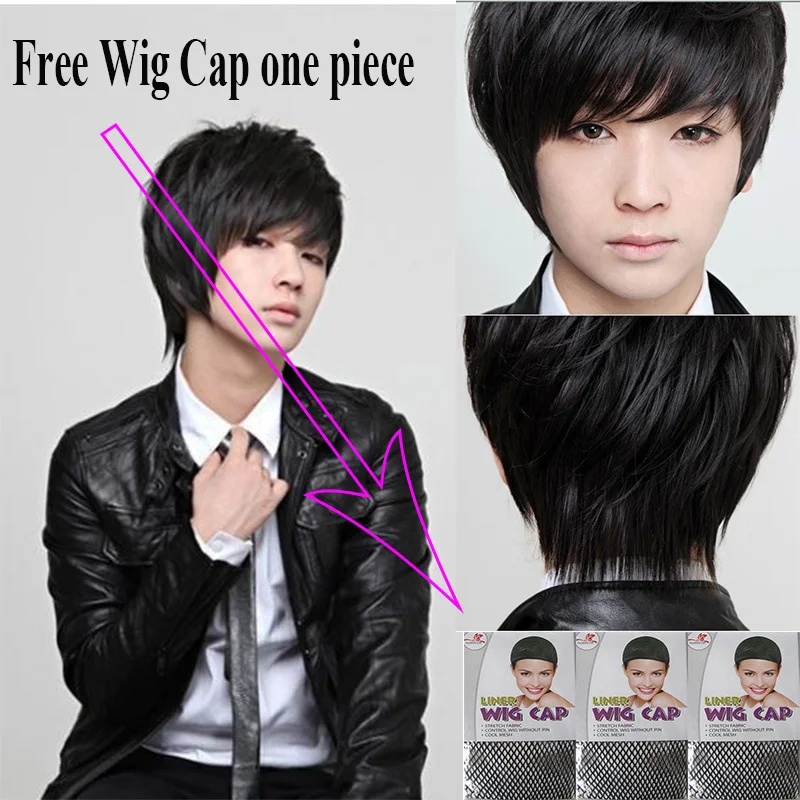1PC+Free Shipping Mens Wigs Synthetic Korean Body Hair Style Fashion
