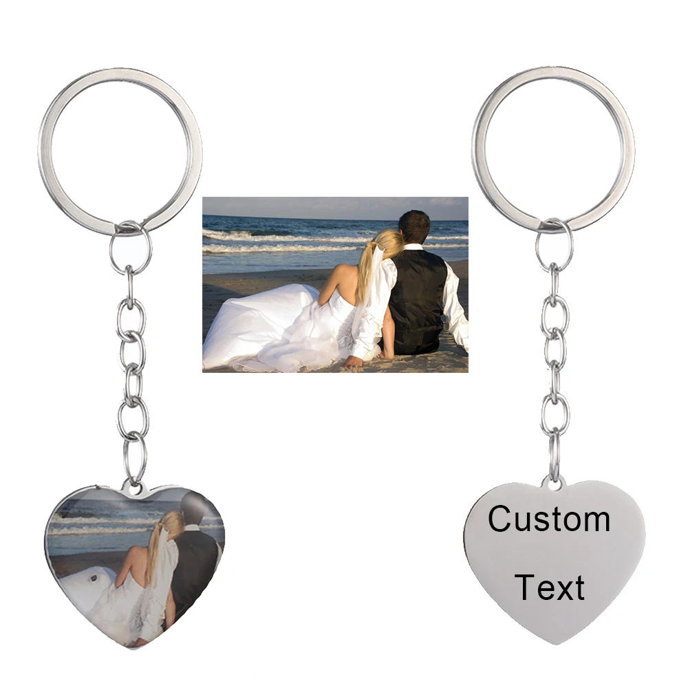 

Personalized Custom Photo Name Keychain Best friends keyring Stainless Steel heart friendship lover jewelry gift for women girl