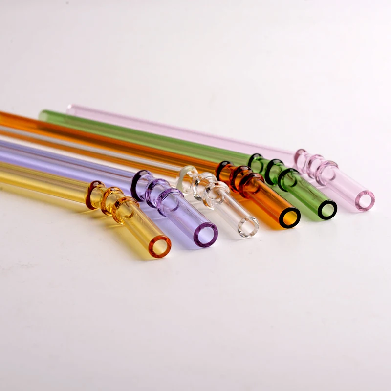 

UPORS 100Pcs/Set Glass Straw 200mm*8mm Reusable Drinking Straws Environmentally Friendly Straw Premium Handmade Bent Glass Straw