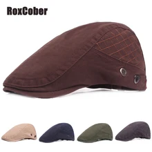 RoxCober boinas acolchadas de algodón para hombres Simple moda gorra plana Ivy alta calidad Gatsby Visor nuevo Vintage Newsboy gorras ajustables