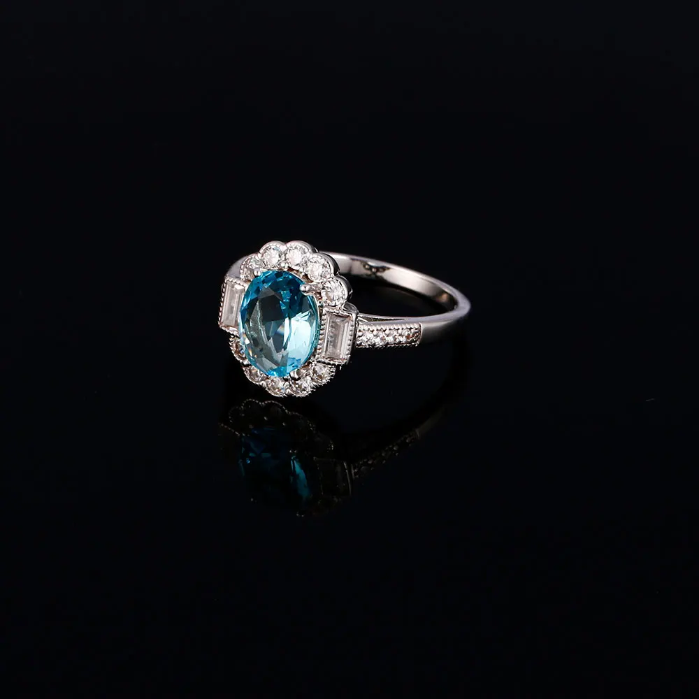 Серебряные ювелирные кольца для женщин,, овальное сапфировое кольцо с прозрачными циркониевыми камнями, 4,5 г, украшения для повседневной жизни, аксессуары