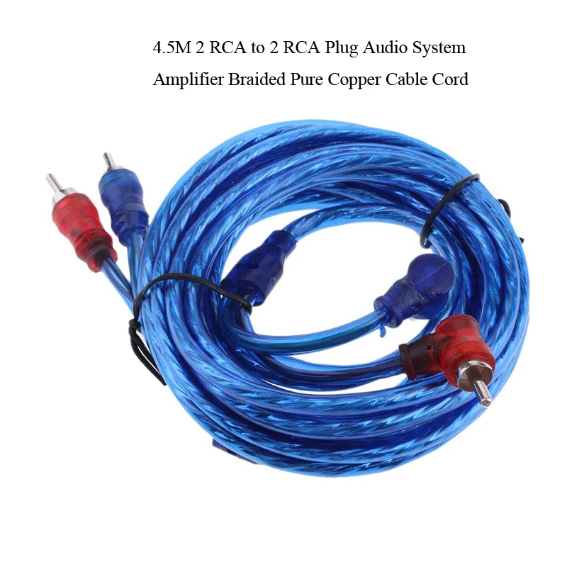 

4.5M 2 RCA to 2 RCA Plug Audio System Amplifier Braided Pure Copper Cable Cord Cinema Stereo Hi-Fi System PVC Plastic Wiring Kit