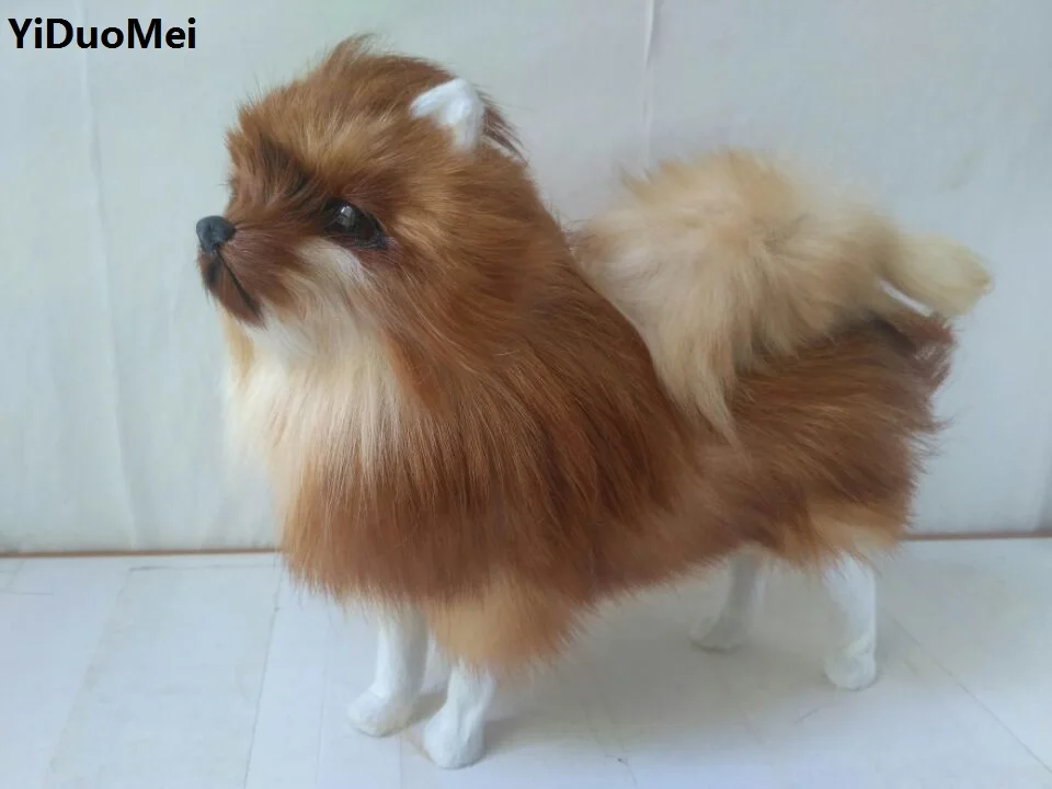 

large 24x8x20cm artificial Pomeranian model polyethylene&furs dark brown dog handicraft Miniatures decoration toy gift a1752