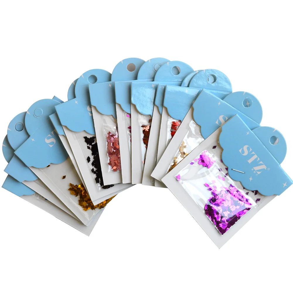 

New STZ packing 12 Colors/set Nail Art Decoration Rhombus Paillette Glitter Nails Glitter 3D Slice Powder Set JI