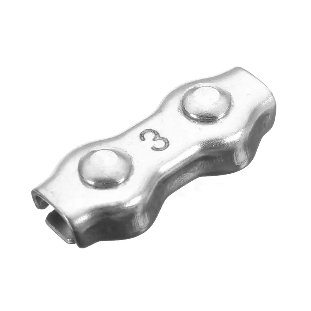 10 Pcs 3mm Duplex Clips Stainless Steel Wire Cable Rope Grips Clamps