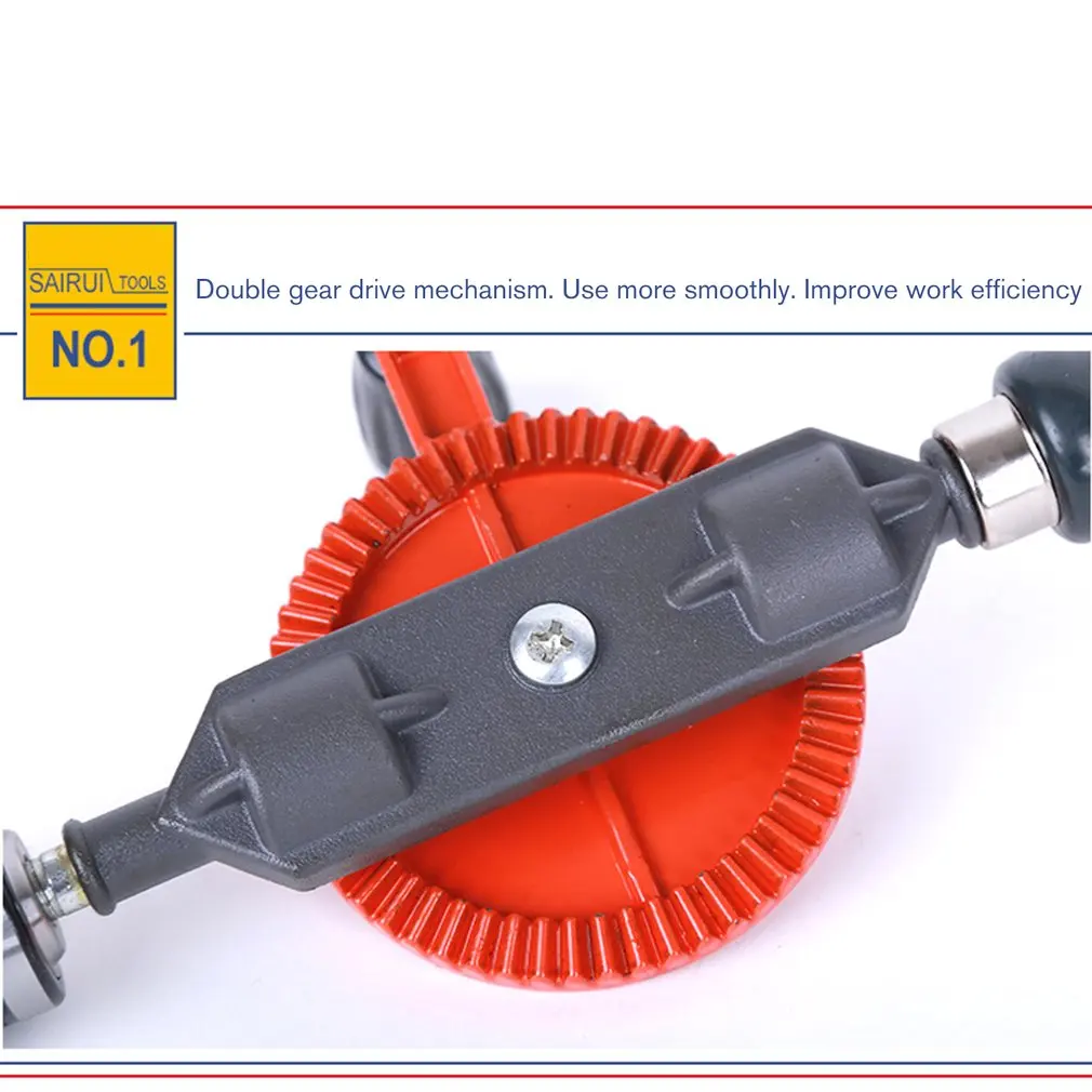  3/8 Inch Powerful Manual Drill DIY Woodworking Hand Drill Teaching Supplies Double gear drive mecha - 33047270490