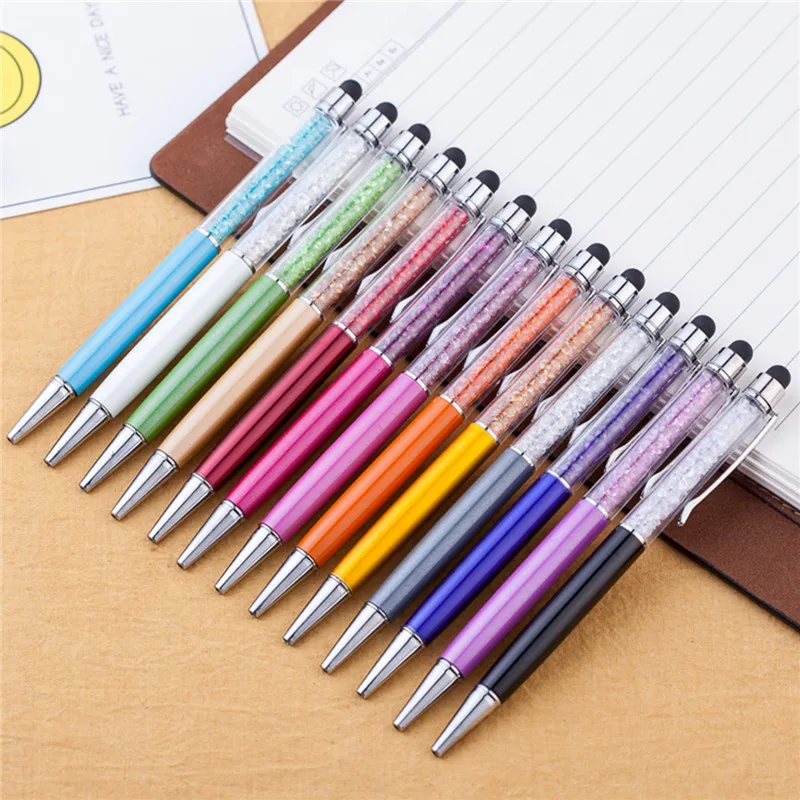 

14 Colors Crystal gel pen Fashion Creative Stylus Deep blue Touch Pen for Writing Stationery Office & School Black refill