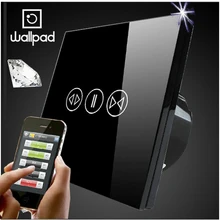 ЕС ВЕЛИКОБРИТАНИЯ Хрусталя Черный Wifi Занавес Выключатель, Wallpad Беспроводной Пульт Дистанционного управления настенный сенсорный выключатель Перегородки, Бесплатная Доставка