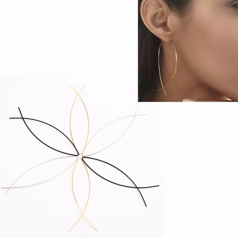 

Simple line Big Drop Earrings for Women Double Round Circle Pendant Long Earrings Brincos Jewelry gift
