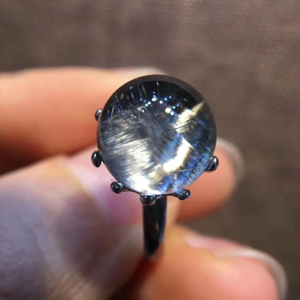 Natural Brookite Platinum Silver Rutilated Quartz Ring  (4)