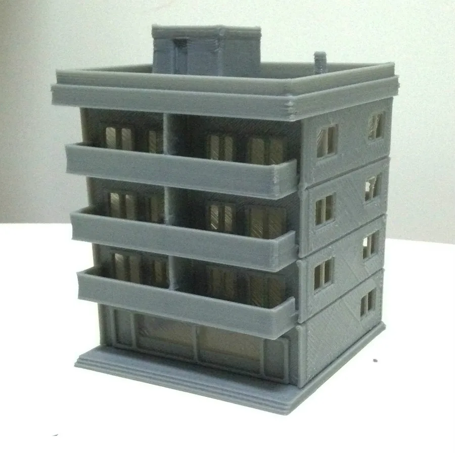 

N Train railway layout model scene N ratio 1:160 4 storey modern residence For 1:144