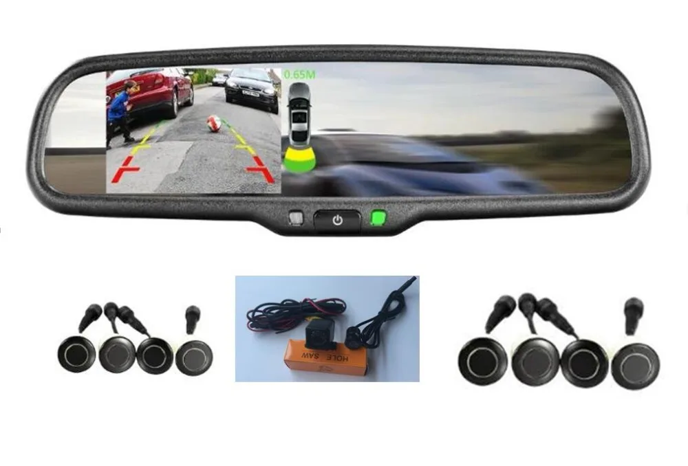 

remote control car 4.3 rear view Auto-dimming mirror original bracket w dual camera H D visible intelligent video parking sensor