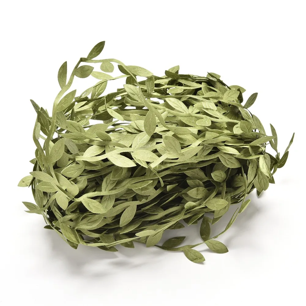 20m Silk Nature Green Artificial Leaf Leaves Vine Wedding Decoration Foliage Scrapbooking Craft Wreath Fake Flowers