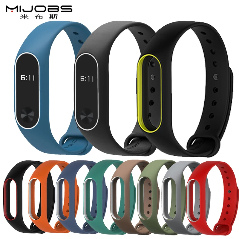 

Mijobs Replacement Double Color Silicone Wrist Strap For Xiaomi Mi Band 2 Replace Accessories Bracelet For Miband 2 Wristbands
