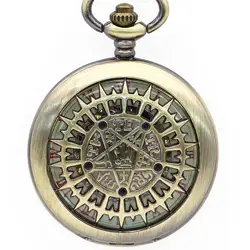 Высокое качество Винтажный дизайн звезды ожерелье механические карманные часы для мужчин и женщин Скелет циферблат с брелок цепь PJX1353