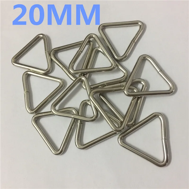

100PCS 20mm 7/8''Silvery Metal Triangle Shape Buckle Unwelded For Handbag Belt Single Iron Ring Leather Bag DIY Accessories
