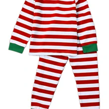 Детская Рождественская пижама в полоску для маленьких мальчиков и девочек хлопковая одежда для сна Пижама с Санта-Клаусом