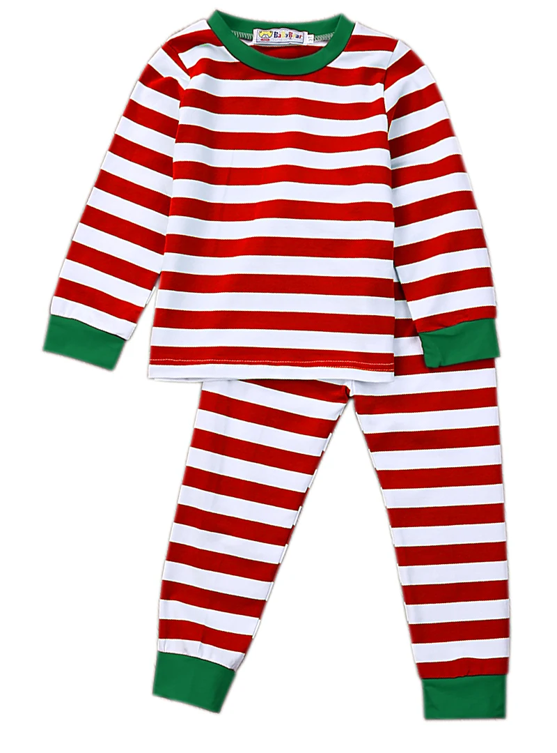Kids Baby Boy Girl Striped Christmas Pajamas Cotton Sleepwear Nightwear