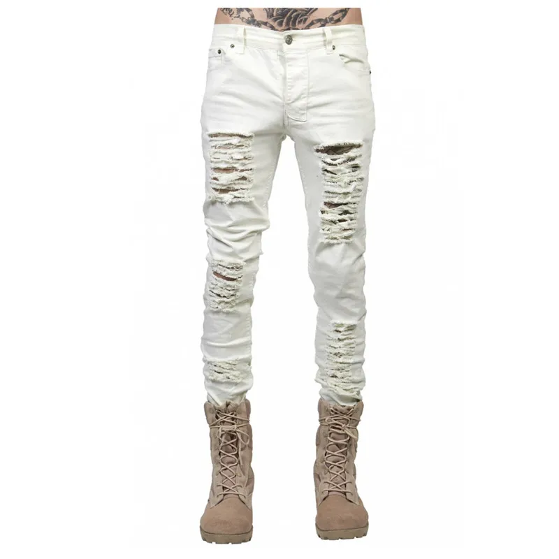 NEW Fashion High Street Mens Destroyed Skinny Jeans Hole Casual NEW fashion high street mens destroyed Skinny jeans hole casual pants cool wash jogger damage rock hip hop men denim biker jeans-in Jeans from Men's ... - NEW Fashion High Street Mens Destroyed Skinny Jeans Hole Casual
