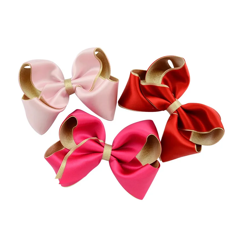 

Approx 3.6" Lovely Double Color Satin Ribbon Bow Girls Hair Clips Hairclip Hairpin for Kids Children Women Hair Accessories