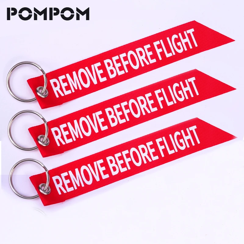 

3PCS/LOT Remove Before Flight Key chians for Aviation Gifts Red Print Streamer Aviation Keychain key Tags holder sleutelhanger