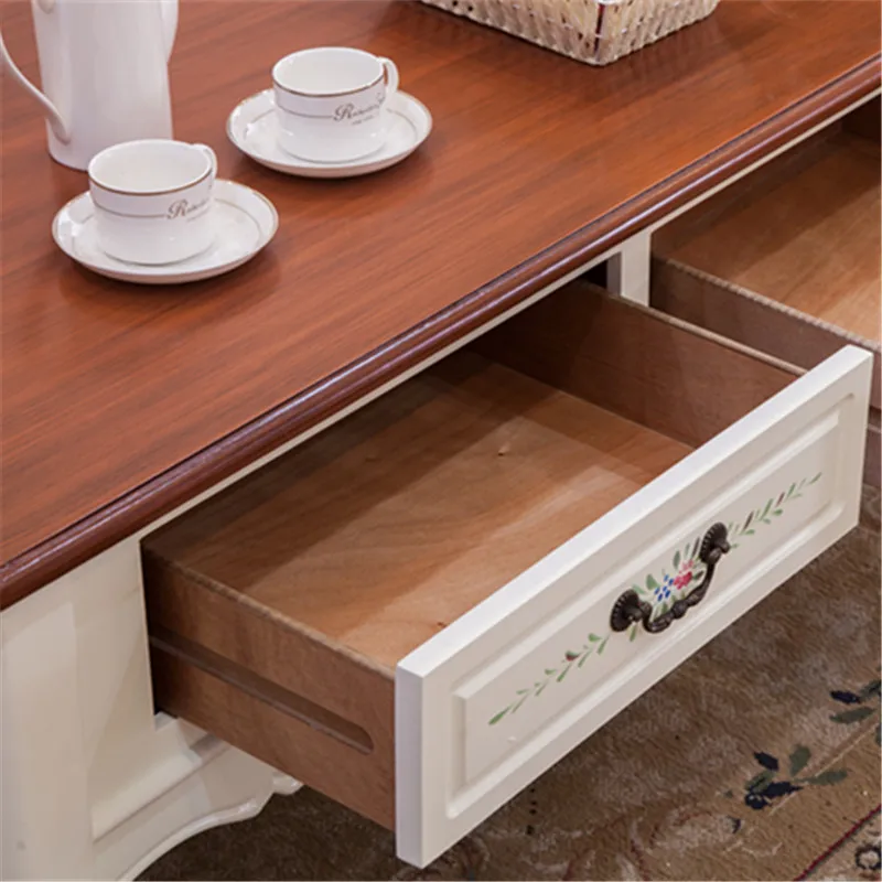 

Simple hand-painted vintage European country receiving American wood coffee table square teasideend
