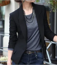 Nice New Fashion Women Slim Blazer Coat Casual Jackets Long Sleeve Notched Black Suit One Button Big Size OL Outerwear