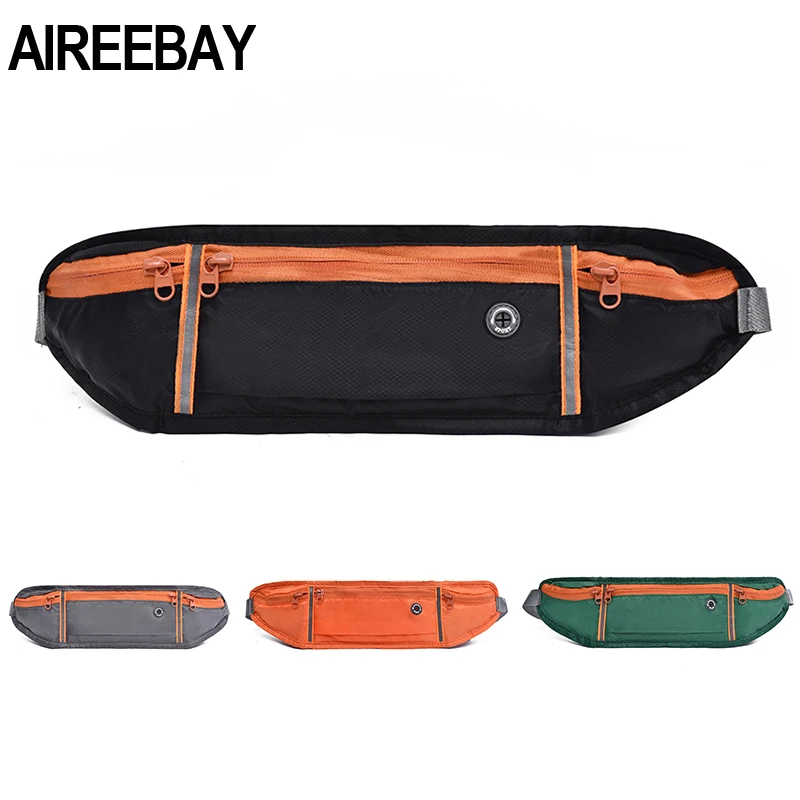 AIREEBAY عارضة للجنسين الخصر حزمة الرجال في الهواء الطلق تشغيل للماء حزمة مراوح النساء حقيبة بحزام الخصر حقيبة الذكور الهاتف المحفظة الحقيبة