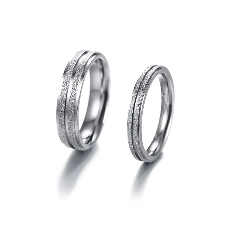 Meaeguet Trendy His and Hers Promise Couple Wedding Bands Dull Polished Stainless Steel Engagement Ring For Women Men