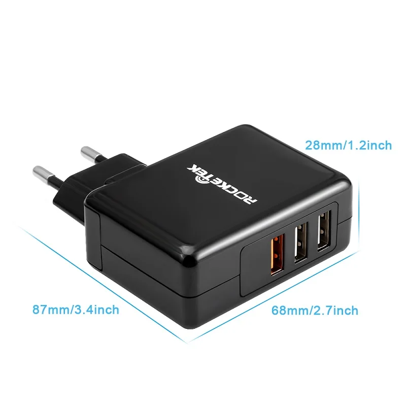 Rocketek Высокое качество путешествия 3 USB зарядное устройство Универсальный Quick Charge