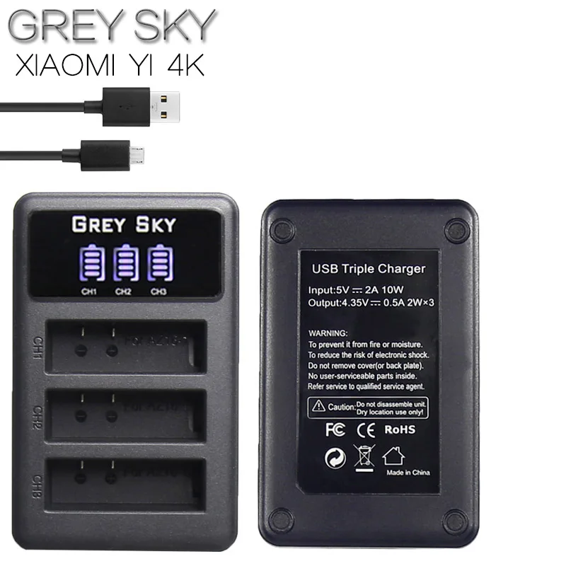 

Apply to sjcam sj4000 xiaoyi 4k xiaomi yi 4k xiaomi yi For 3-Slots LCD Camera battery dual and Single Charger