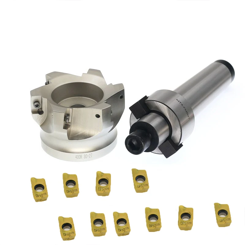 

DGAMDJ MT4 FMB27+ 400R right angle shoulder Face Mill Cutter 80mm + 10pcs APMT1604 Carbide Inserts with Wrench For Milling Tool