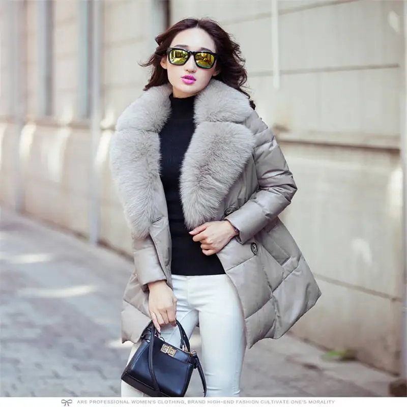 W42 Veste Fourrure Pardessus Naturel Avec Mouton 2019 Automne Renard Noir Manteau Cuir Véritable Hiver En Col gris De Peau Femmes Réel wU7ZC7q