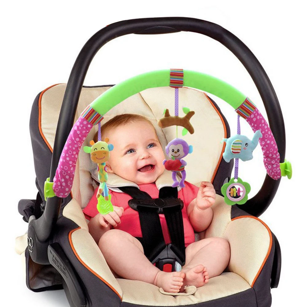 Милая детская коляска для новорожденных, подвеска в автомобиль, игрушки для коляски, лесные животные, Летающие птицы, Мультяшные подвижные погремушки