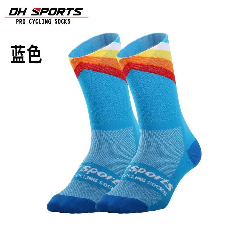 Лучшие Спортивные носки DH SPORTS Pro ветрозащитные высокие велосипедные Coolmax для