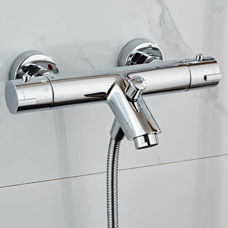 

Free Shipping Bathroom Bath Shower Faucet Water Control Valve Wall Mounted Ceramic Thermostatic Valve Mixer Tap Chrome Finish