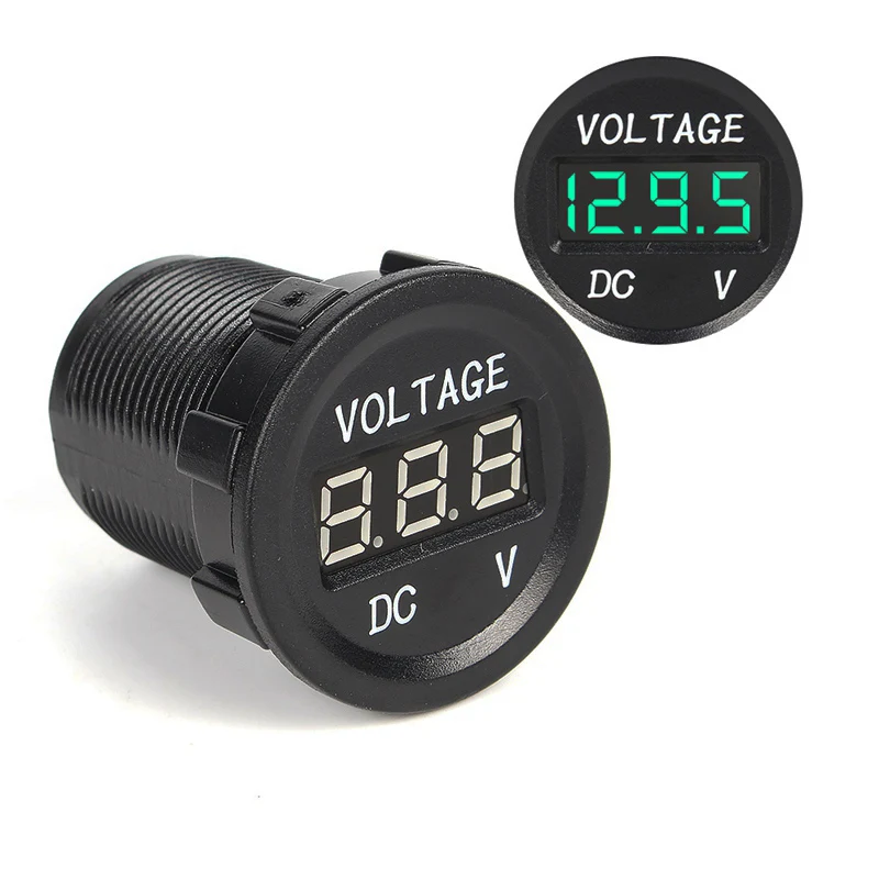 Green Light LED Digital Display Voltmeter Socket for 12V 24V Car