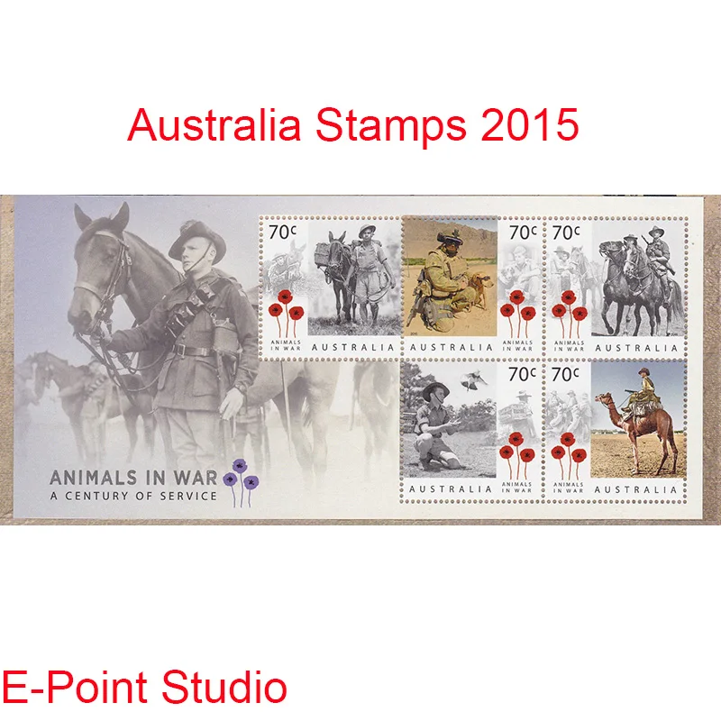 

Australia Postage stamps 2015 A Century of Service, Animal in War Mini sheet