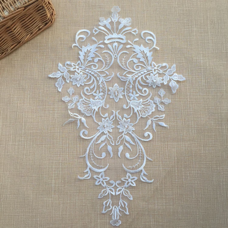 Buy Large size plain embroidery lace applique with unique flower type high end