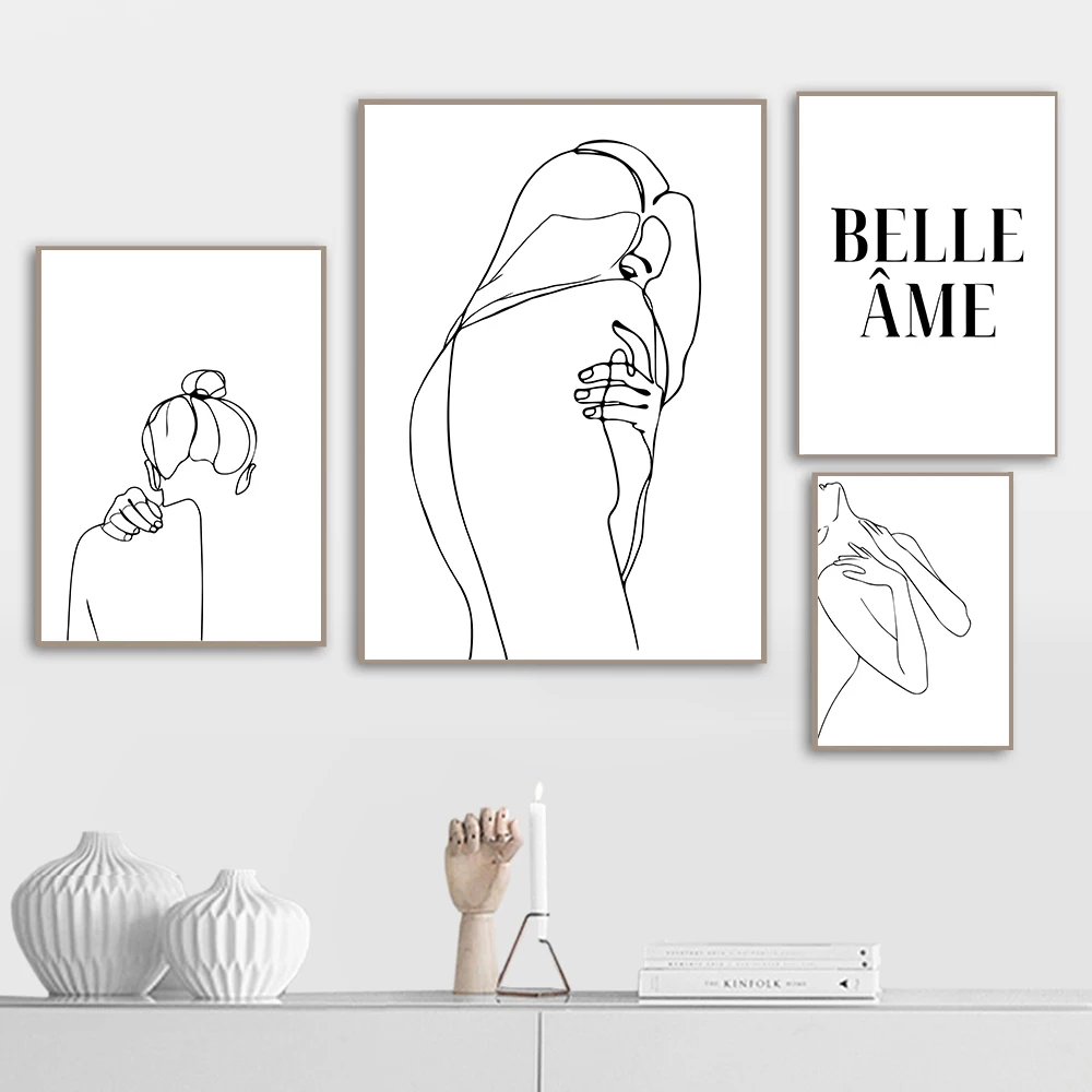 

One Line Drawing Poster Nude Art Canvas Painting for Living Room Pictures Abstract Painting Wall Posters And Prints Unframed