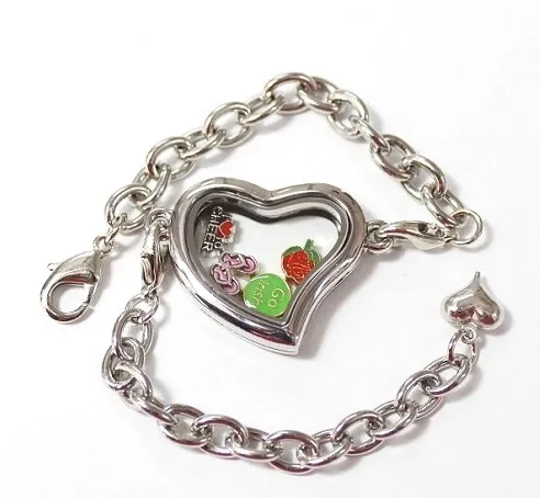 KM8000-10 silver 30MM curved heart memory locket bracelet